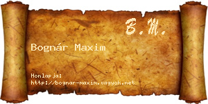 Bognár Maxim névjegykártya